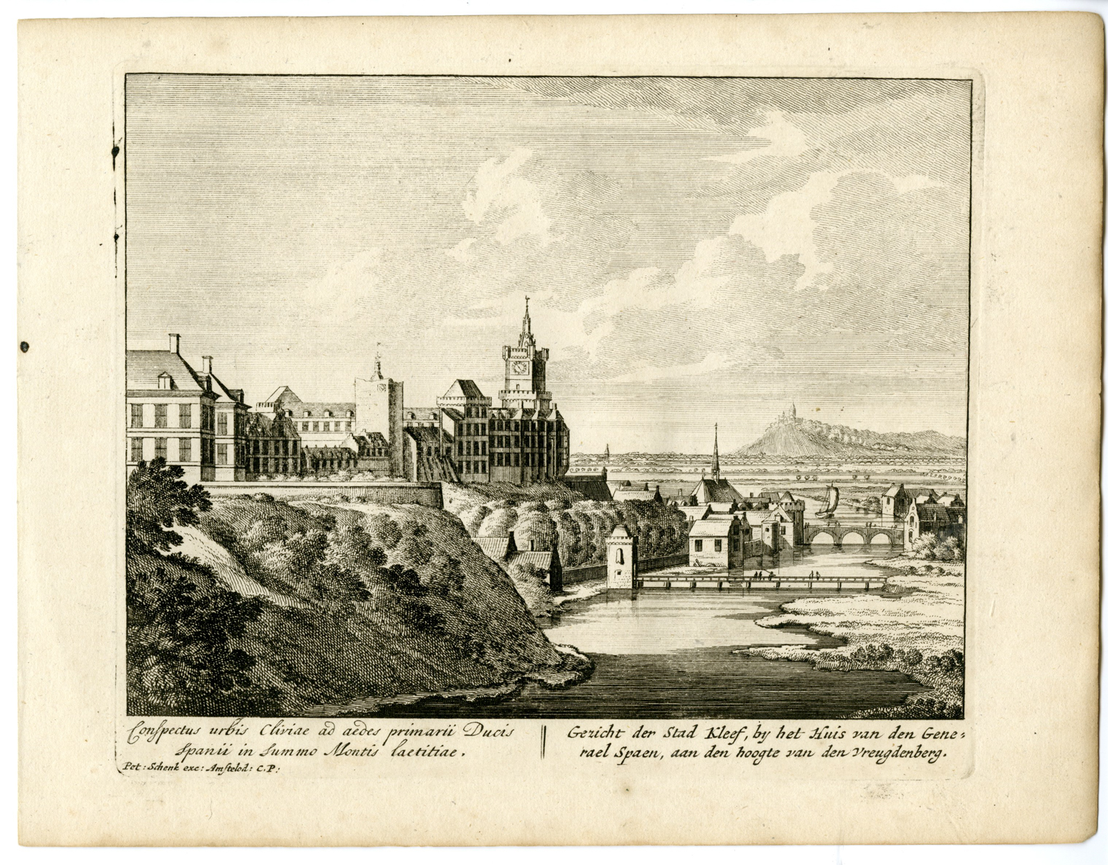, Antique Print-KLEVE-CLEEF-CASTLE-VIEW-GERMANY-Schenk-c.1700, Pictura Antique Prints