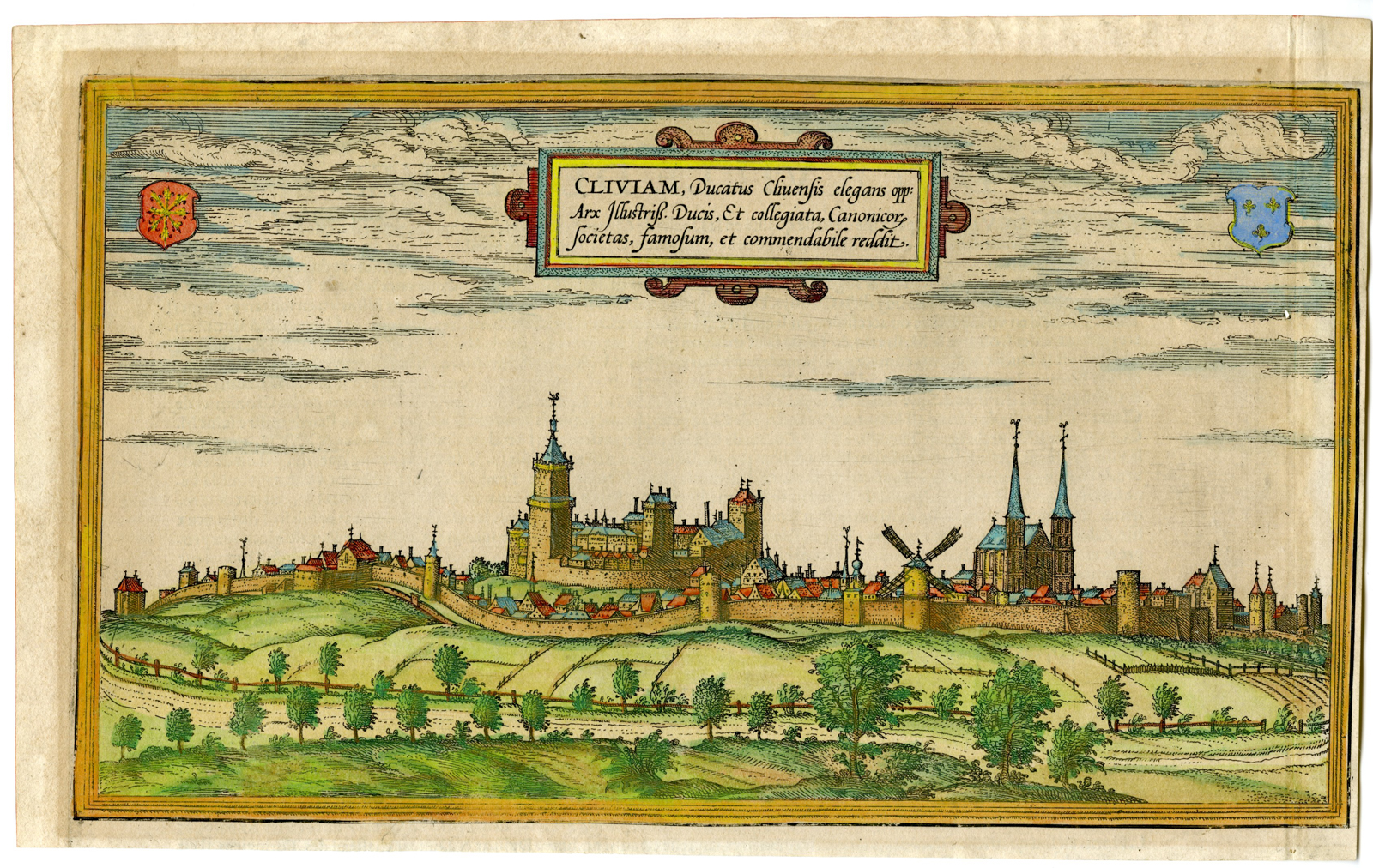 , Antique Print-KLEVE-SCHWANENBURG CASTLE-GERMANY-Hogenberg-Braun-1575, Pictura Antique Prints