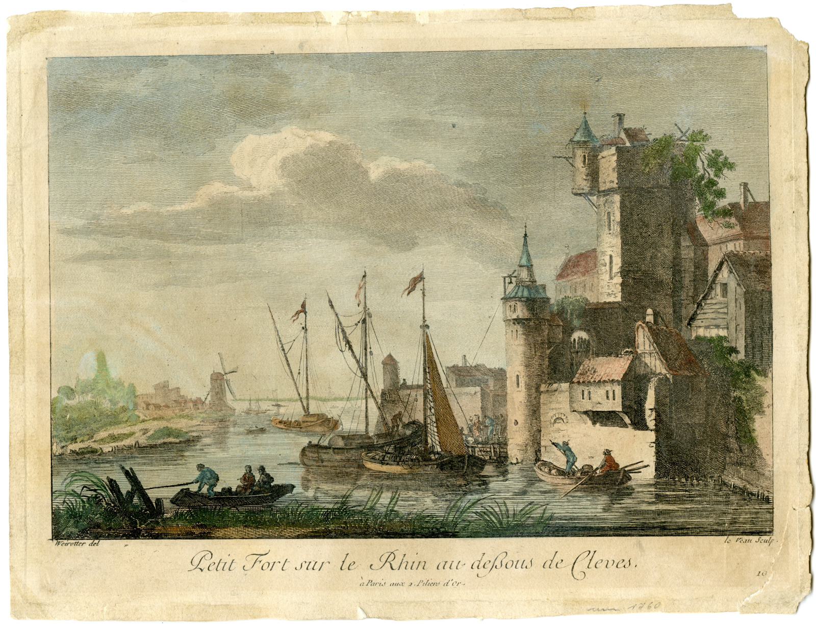 , Antique Print-KLEVE-FORT-RHINE-RHEIN-GERMANY-le Veau-Weirotter-c.1770, Pictura Antique Prints