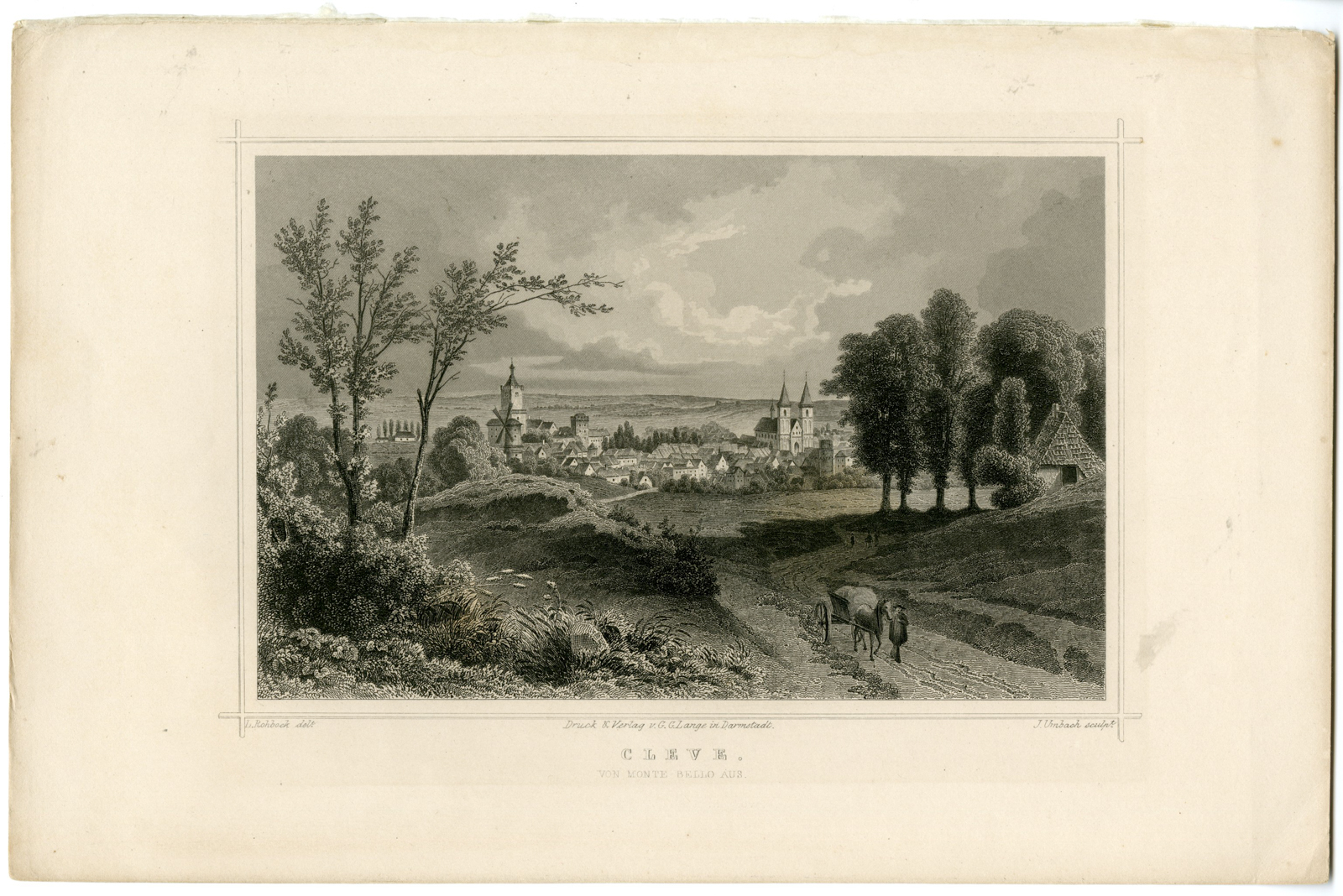 , Antique Print-KLEVE-SCHWANENBURG CASTLE-GERMANY-Umbach-Rohbock-c.1850, Pictura Antique Prints