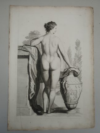 Antique Print-T.3.-FEMALE-ANATOMY-BACK-NUDE-URNS-de Lairesse-Bidloo-1728