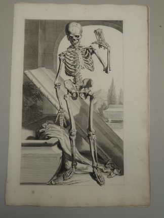 Antique Print-T.87.-SKELETON-HOURGLASS-MEMENTO-MORI-de Lairesse-Bidloo-1728