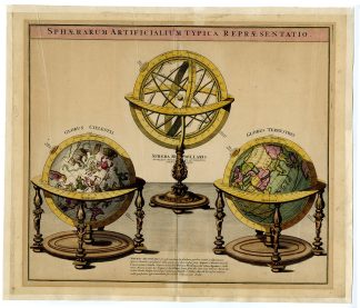 Antique Map-GLOBE-WORLD-ZODIAC-EARTH-Homann-1720