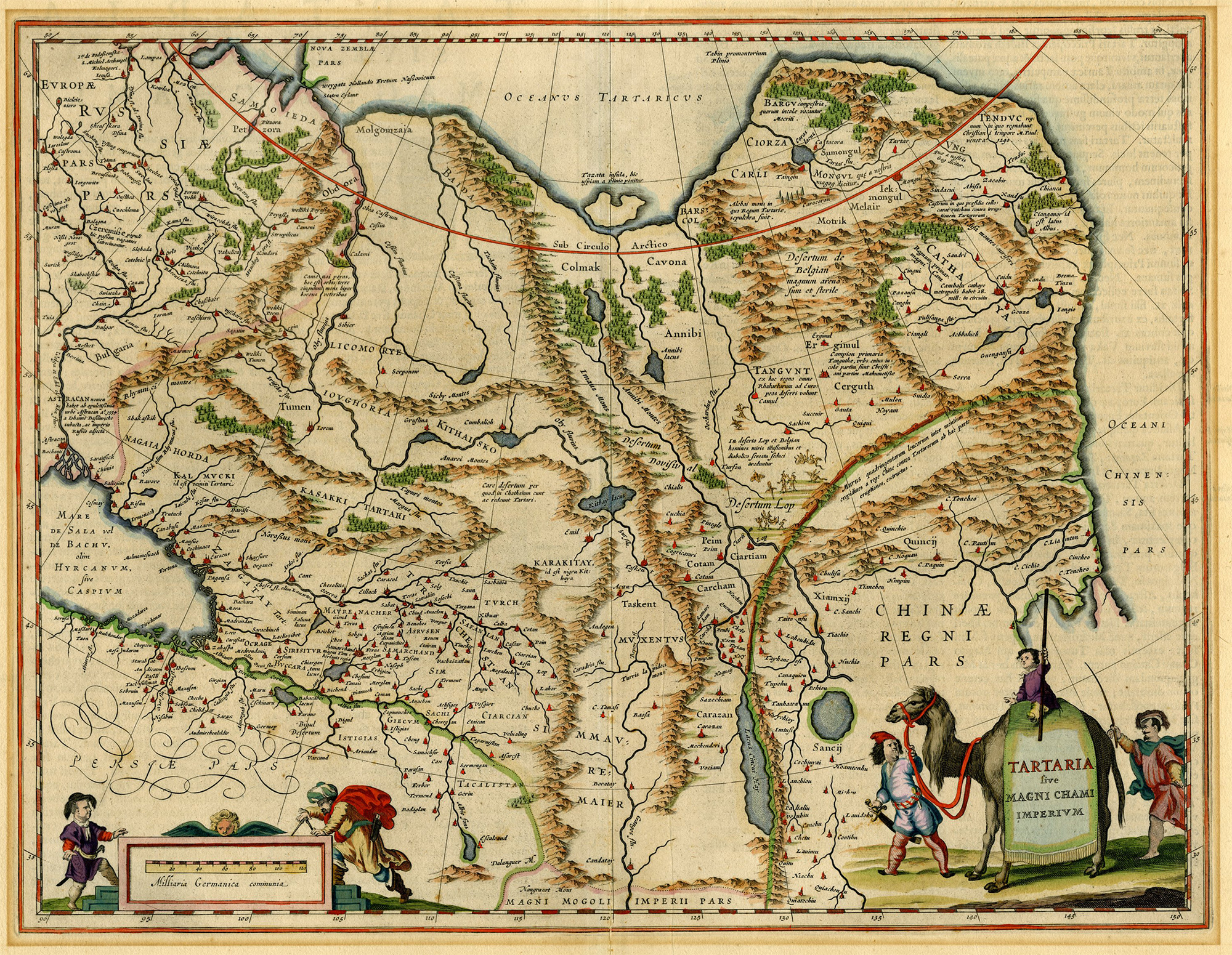 , Antique Map-TARTARY-ASIA-CHINA-RUSSIA-MONGOLIA-CAMEL-Blaeu-16RB-35, Pictura Antique Prints