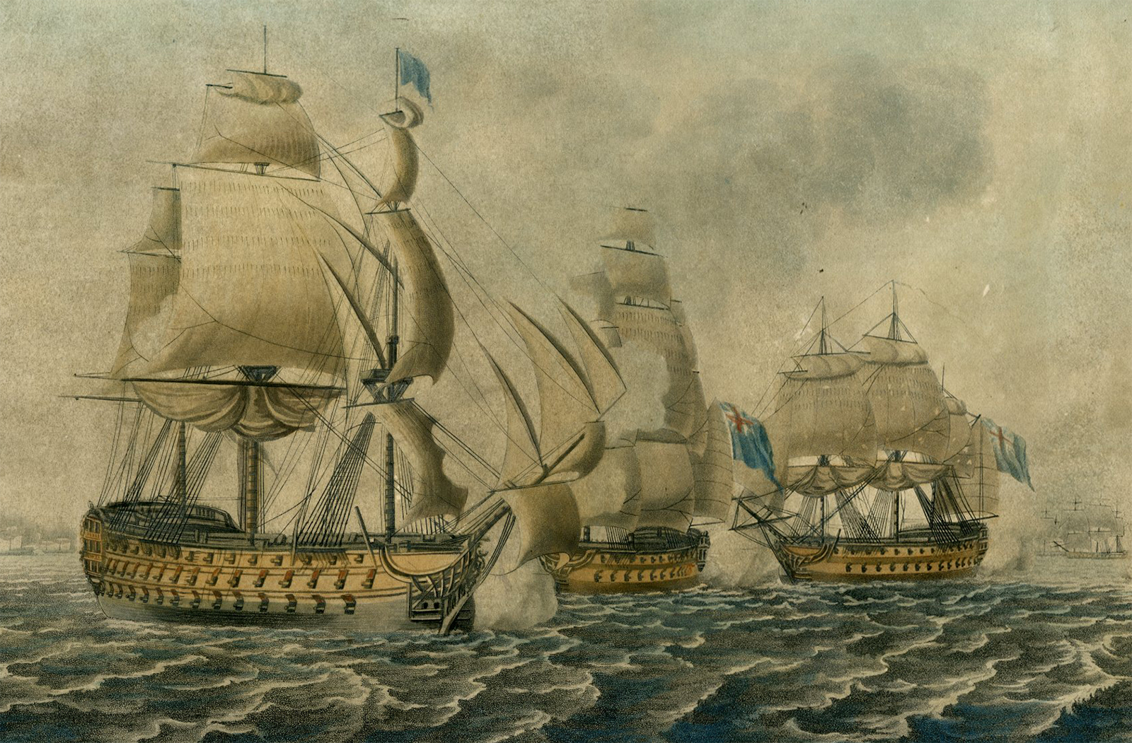 RB 10439 416x273 Antique Master Print-ENGLISH FLEET-FRENCH-WILLIAM CORNWALLIS-Rosenberg-1796 - Image 2