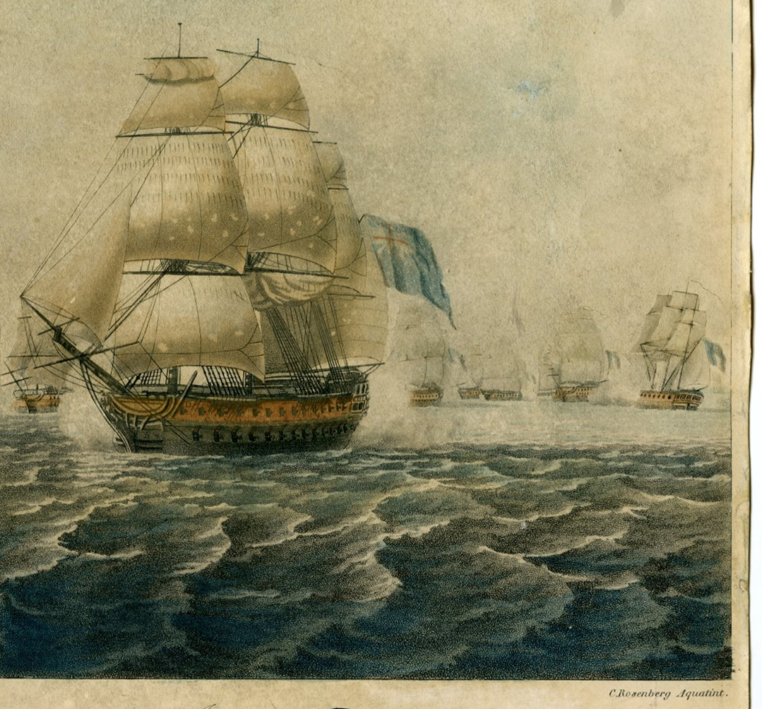 RB 10440 416x387 Antique Master Print-ENGLISH FLEET-FRENCH-WILLIAM CORNWALLIS-Rosenberg-1796 - Image 3