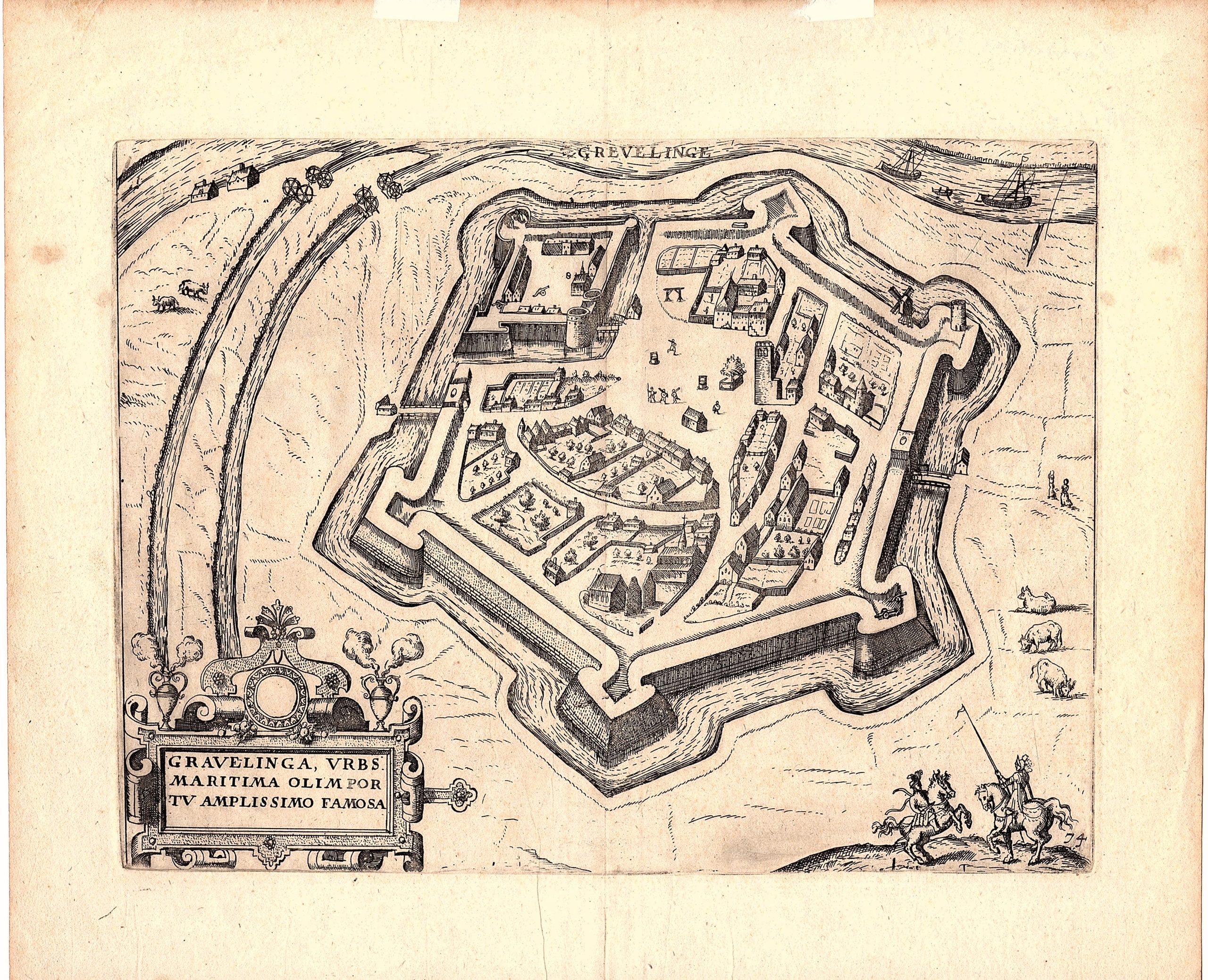 RB 3532 416x338 Antique Print-FRANCE-GREVELINGE-HORSES-CITY-PAS DE CALAIS-Guicciardini -1582