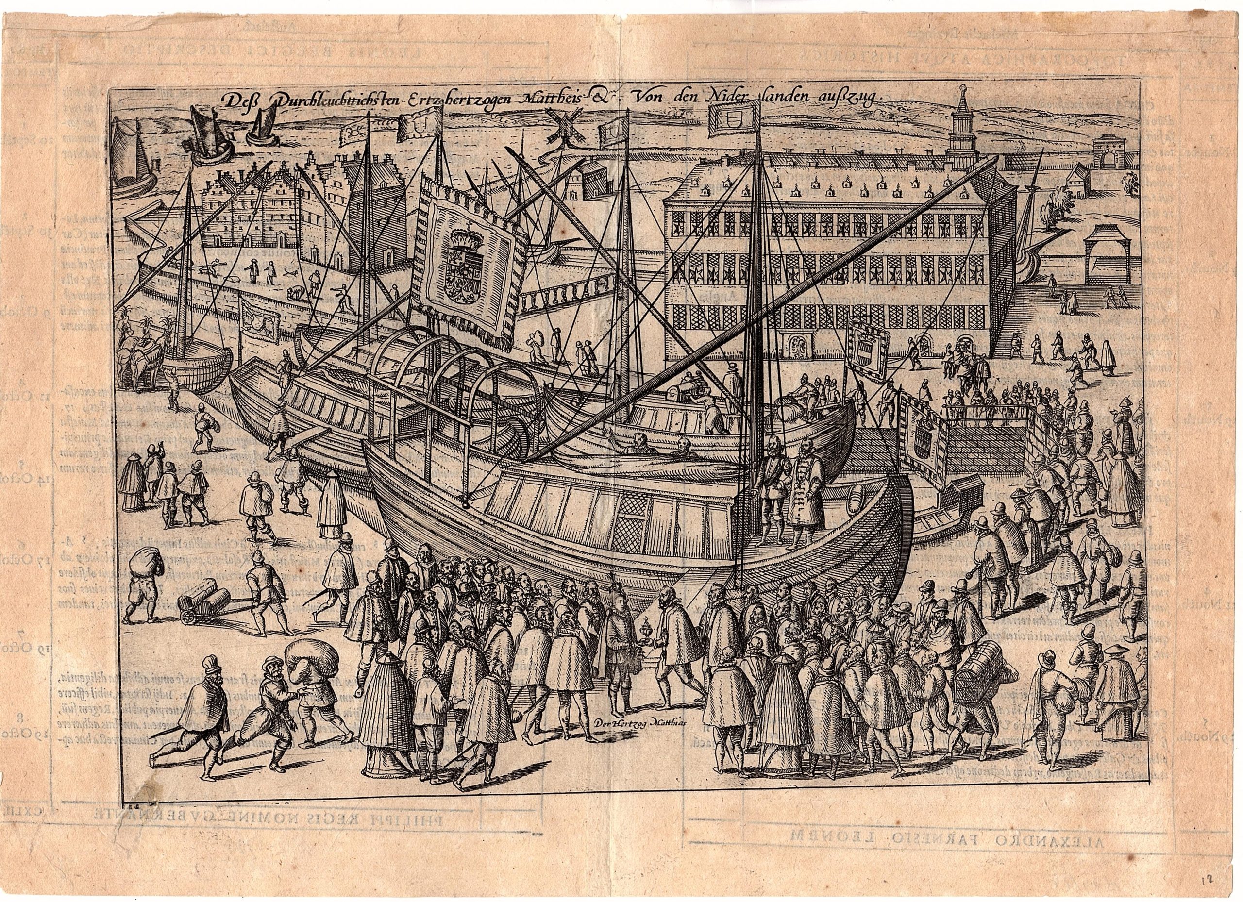 , Antique Print-ARCHDUKE-MATTHIAS-NETHERLANDS-Hogenberg-Aitzinger-1583, Pictura Antique Prints