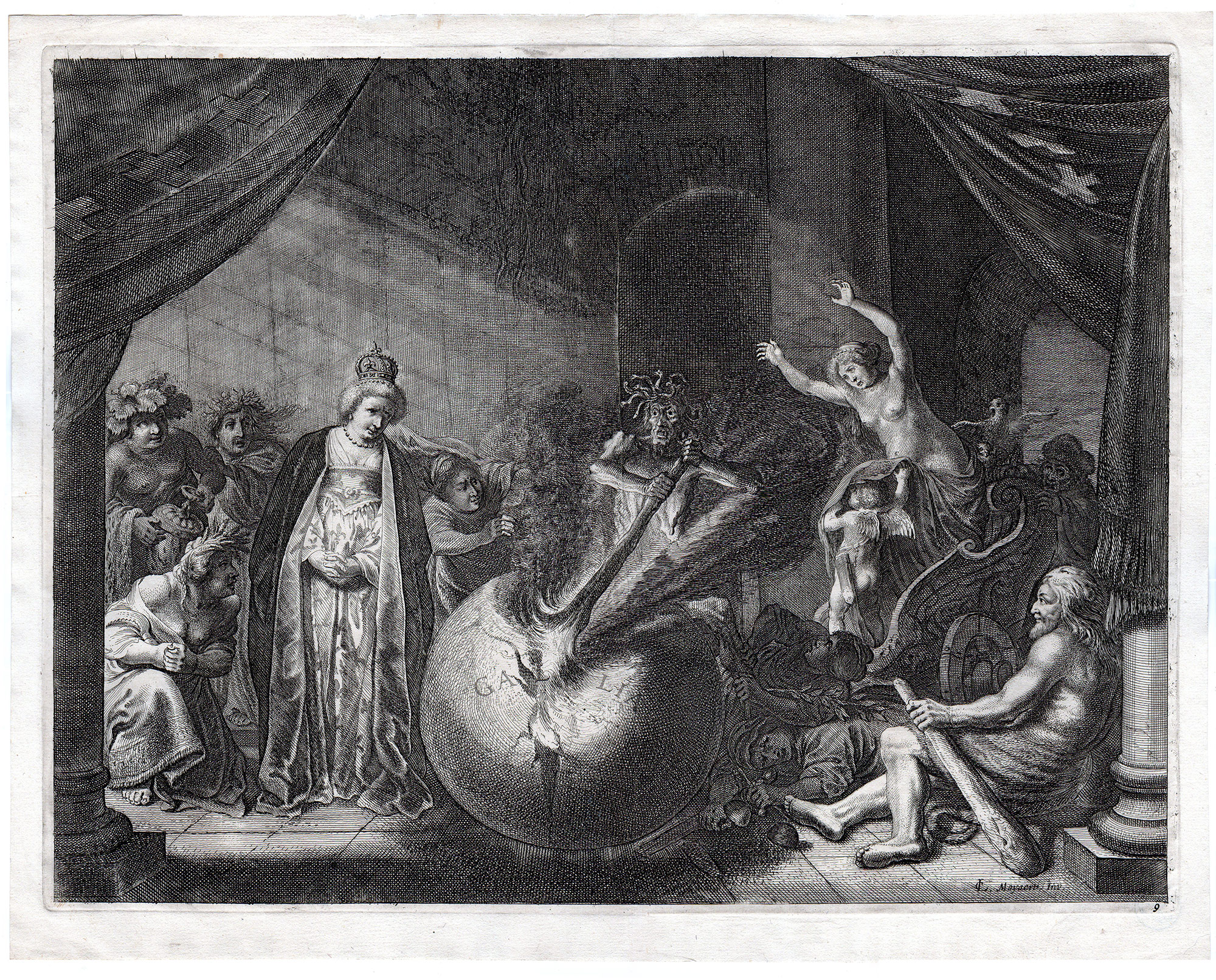 , Antique Master Print-MARIA DE MEDICI-FRENCH VIRGIN-EMPIRE-Nolpe-Moeyaert -1639, Pictura Antique Prints
