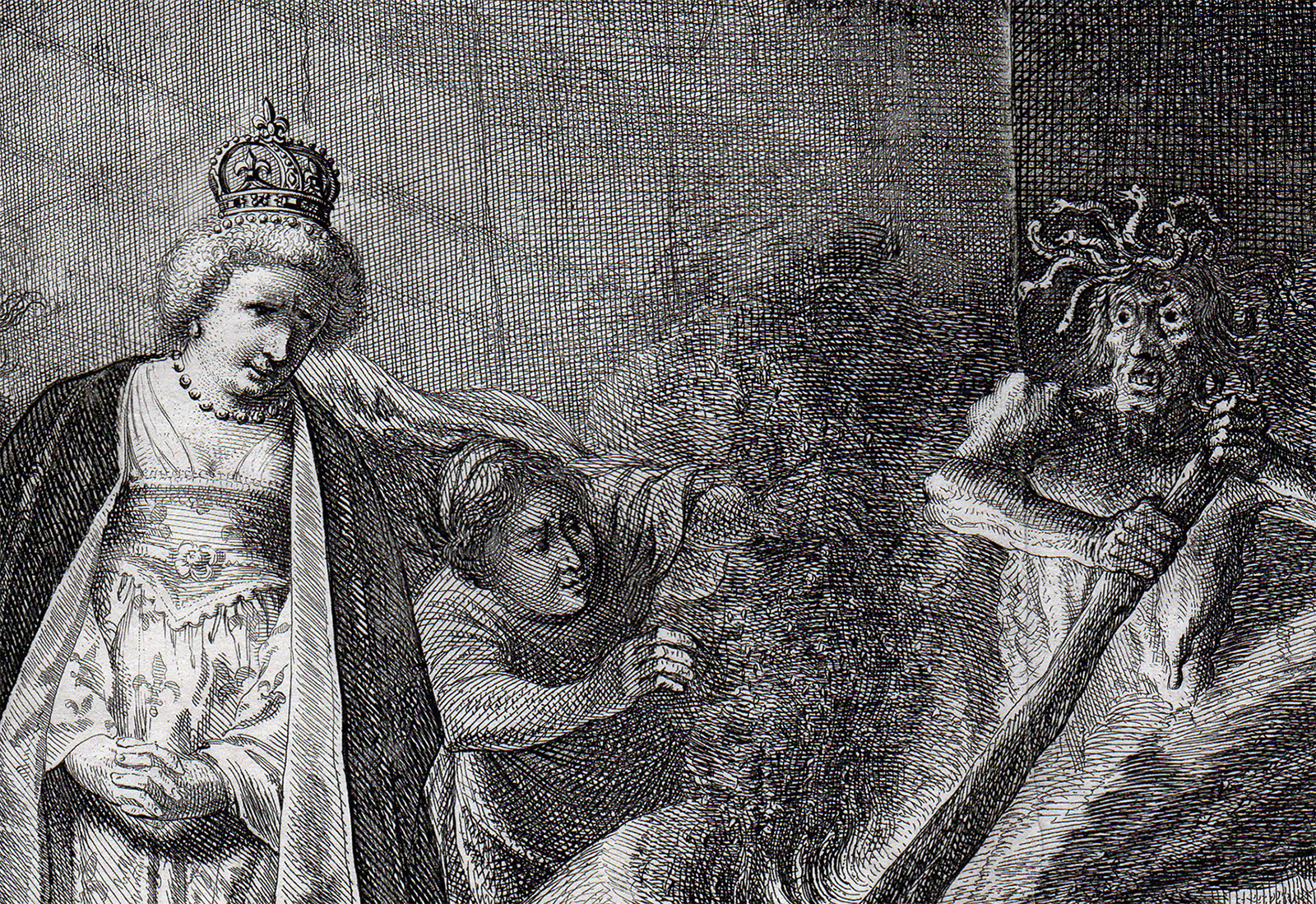 , Antique Master Print-MARIA DE MEDICI-FRENCH VIRGIN-EMPIRE-Nolpe-Moeyaert -1639, Pictura Antique Prints