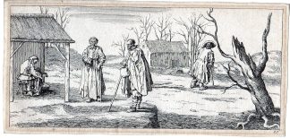 Antique Master Print-LANDSCAPE-ROOF-BEGGARS-POOR-TREE-Horthemels-Callot-1720
