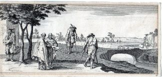 Antique Master Print-LANDSCAPE-BEGGARS-PARALYZED-BRIDGE-Horthemels-Callot-1720