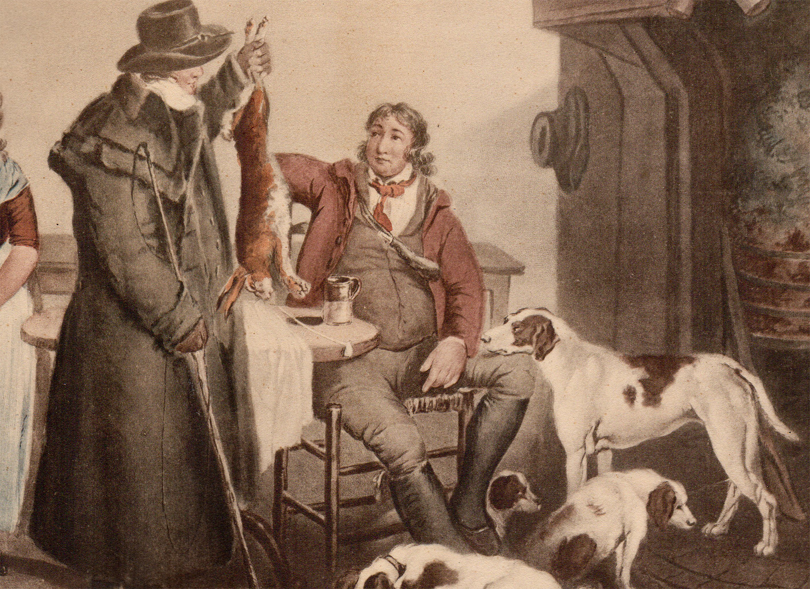 , Antique Print-ENGLAND-PUB-ALEHOUSE-HUNTER-HOUNDS-DOGS-DRINKING-Ward-Morland-1794, Pictura Antique Prints