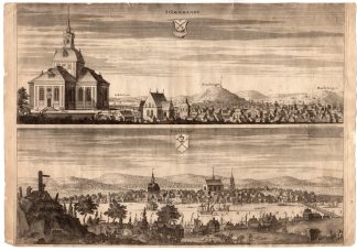 2-Antique Prints-SWEDEN-SODERHAMN-SUNDSWALD-BALTIC SEA-Aveele-Dahlberg-1700