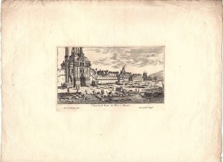 Antique Master Print-ROUEN-FRANCE-CITY GATE-FERRY-Sivestre-1660