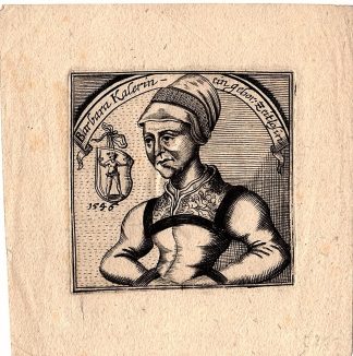 Antique Print-PORTRAIT-BARBARA KALER-NURNBERG-WOMAN WITH HOOD-Anonymous-ca 1680