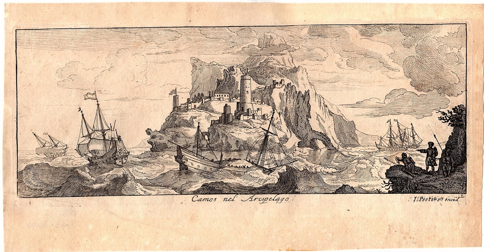 , Antique Print-SAMOS ISLANDS-GREECE-AEGEAN SEA-CASTLE-SHIPS-Vorsterman-1680, Pictura Antique Prints