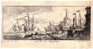 Antique Master Print-CANISTRO-TURKEY-SEA-CASTLE-SHIPS-Vorsterman-Peeters-1680