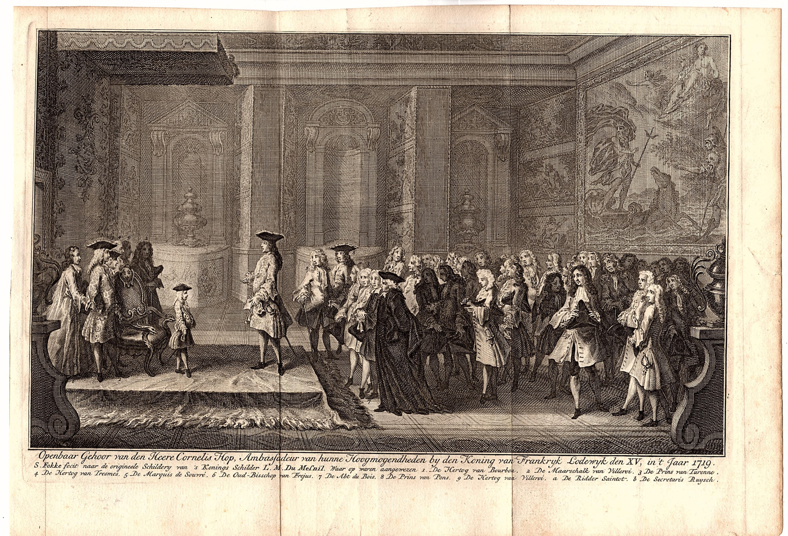 , Antique Print-CORNELIS HOP-DUTCH AMBASSADOR-LOUIS XV-Fokke-Dumesnil-1730, Pictura Antique Prints