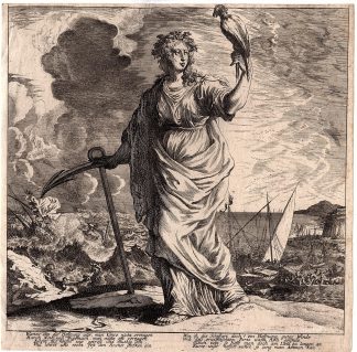 Antique Print-WOMAN FALCON-ANCHOR-SHIPWRECK-SHIPS-HOPE-Baur-Kusell-1630