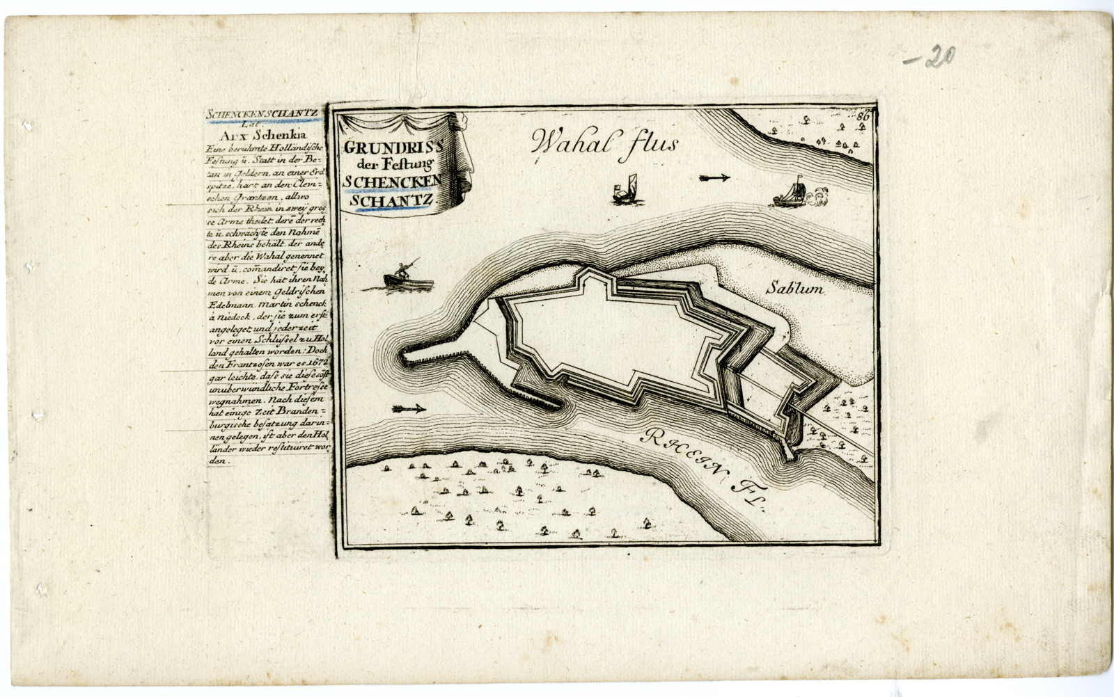 , Antique Map-SCHENKENSCHANZ-SCHENKENSCHANS-GERMANY-Bodenehr-c.1725, Pictura Antique Prints