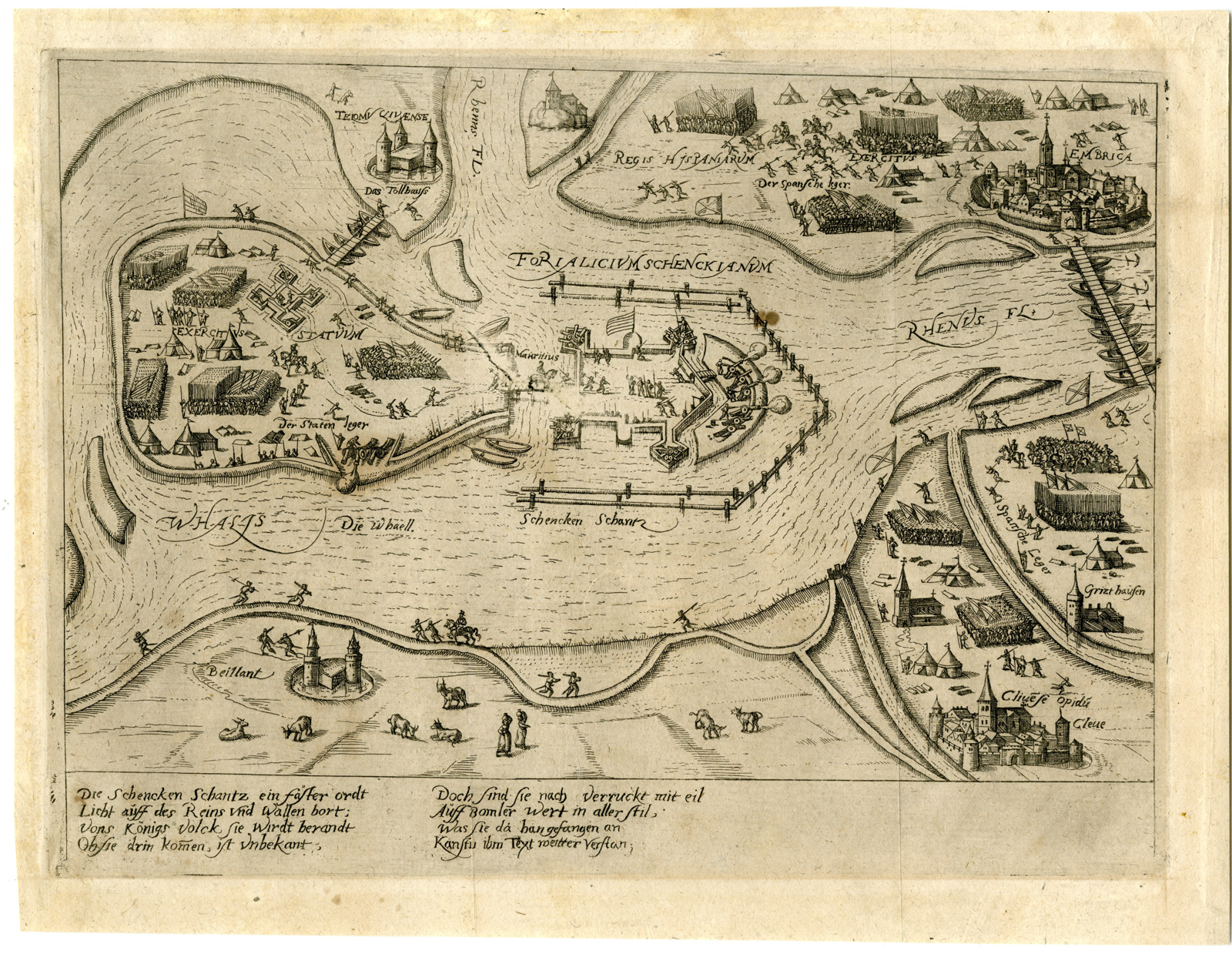 , Antique Print-SCHENKENSCHANZ-SIEGE-FORTRESS-GERMANY-Hogenberg-c.1600, Pictura Antique Prints