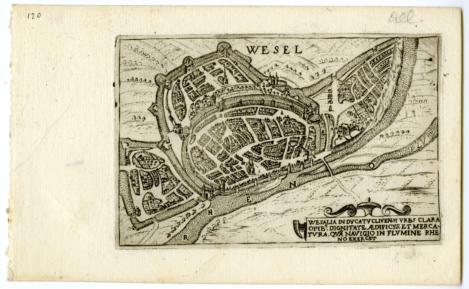 , Rare-Antique Map-WESEL-PLAN-FORTRESS-GERMANY-Rasicotti-Valegio-1713, Pictura Antique Prints