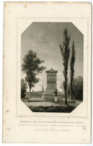 Antique Print-WESEL-SCHILL OFFICERS-MONUMENT-GERMANY-Oeder-Rohbock-c.1850