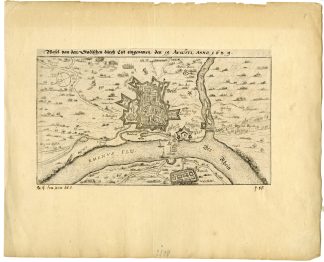 Rare-Antique Map-WESEL-SIEGE-WAR-GERMANY-Latomus-1629