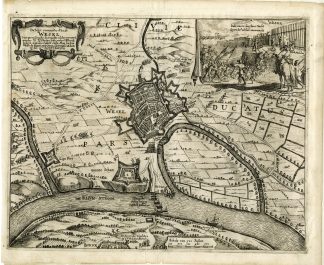 Antique Map-WESEL-SIEGE-WAR-GERMANY-Commelin-1651