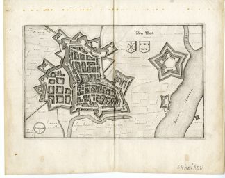 Antique Map-WESEL-VESALIA-PLAN-FORTRESS-GERMANY-Merian-1650