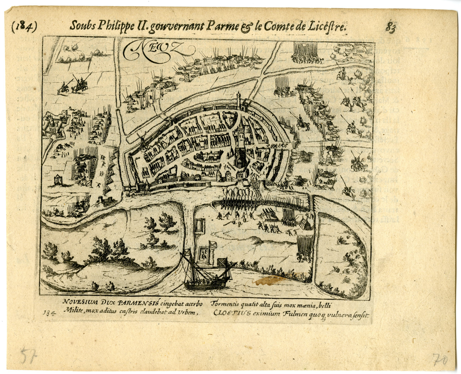 , Antique Map-NEUSS-NEUZ-SIEGE-WAR-GERMANY-Baudartius-1616, Pictura Antique Prints