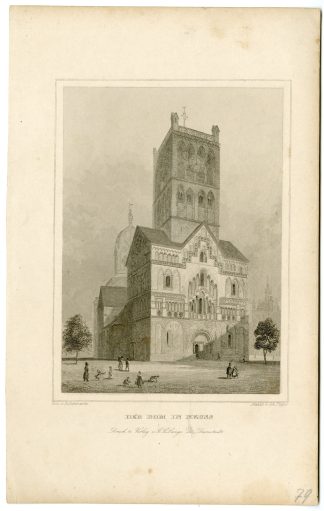 Antique Print-NEUSS-QUIRINUS MUNSTER-CHURCH-GERMANY-Poppel-Schwartz-c.1850