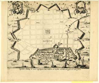 Rare-Antique Print-MULHEIM AM RHEIN-PLAN-FORTRESS-Keller-Hogenberg-c.1613