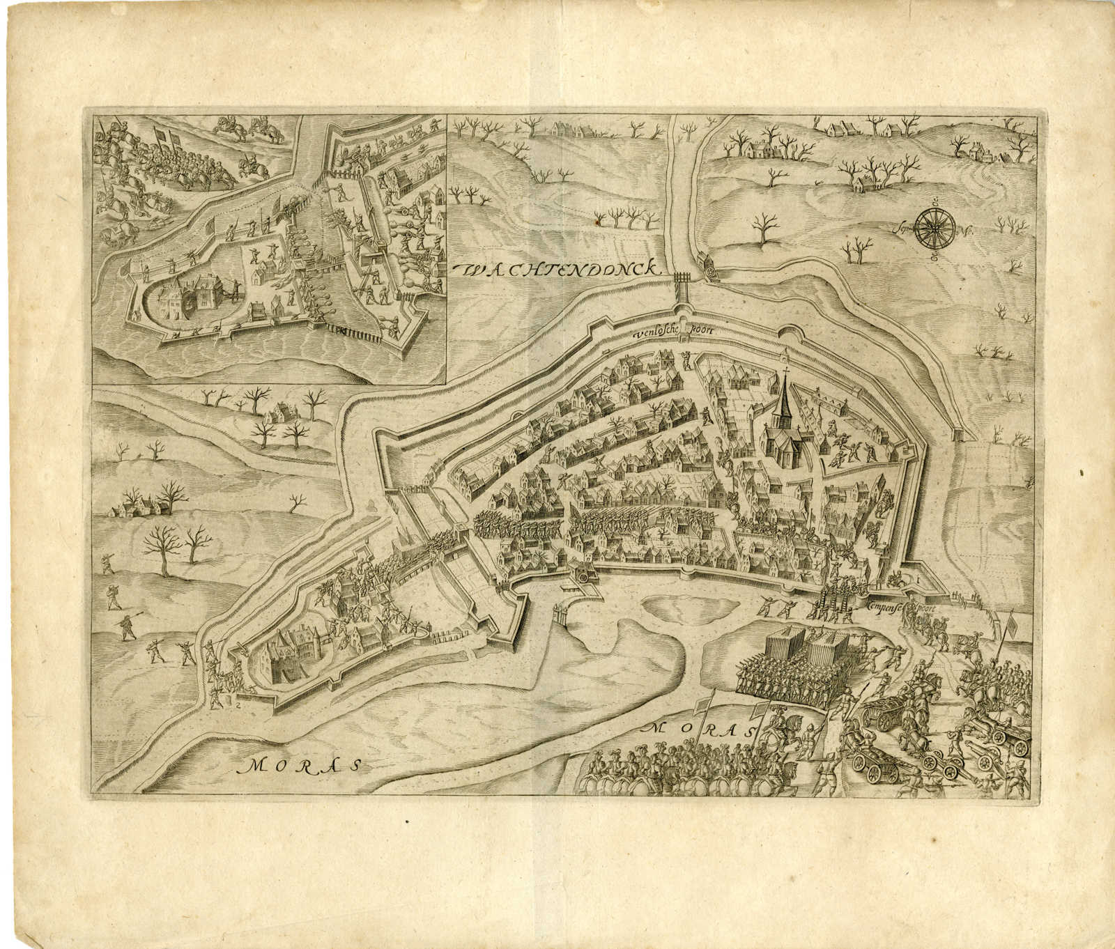, Antique Print-WACHTENDONK-SIEGE-FORTRESS-GERMANY-Orlers-c.1615, Pictura Antique Prints
