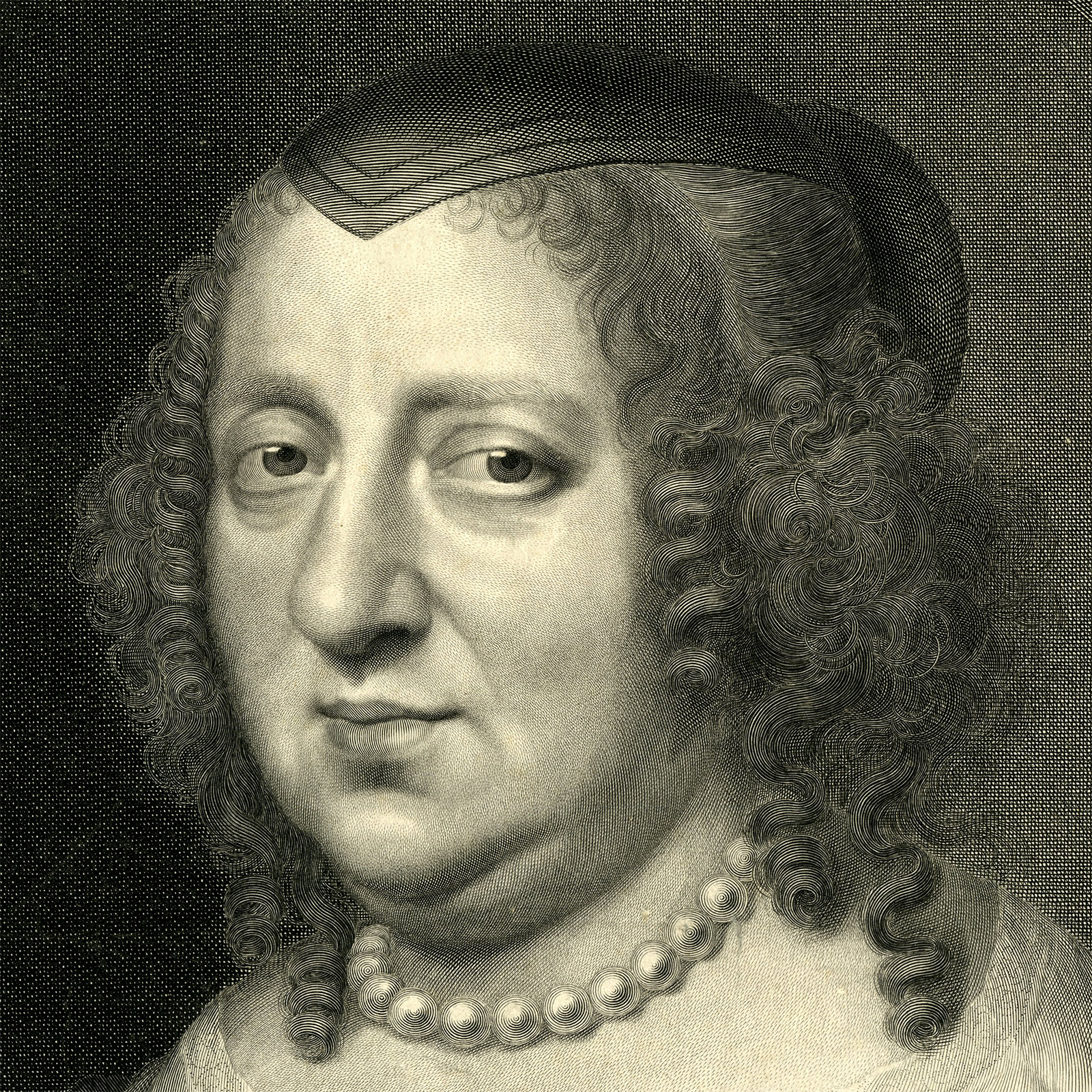 , Antique Print-ANNE-OF-AUSTRIA-PORTRAIT-Nanteuil-1671, Pictura Antique Prints