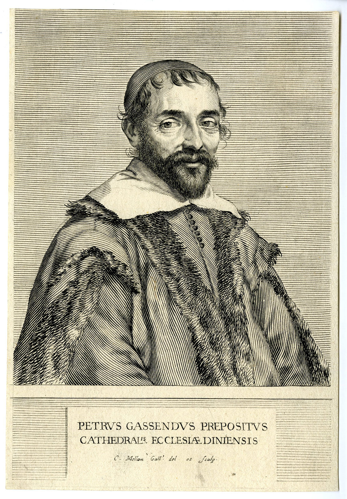 , Antique Master Print-PIERRE-GASSENDI-GASSENDUS-PORTRAIT-Mellan-c.1637?1638, Pictura Antique Prints