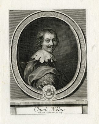 Rare-Antique Master Print-CLAUDE-MELLAN-PORTRAIT-Edelinck-Mellan-17th c.