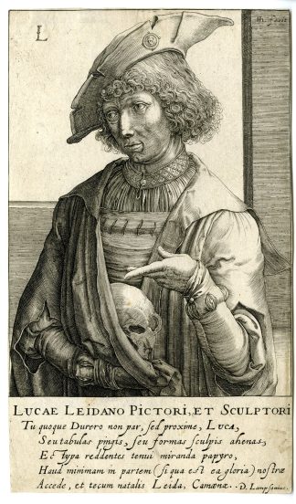 Rare-Antique Master Print-LUCAS-VAN-LEYDEN-PORTRAIT-Hondius-van Leyden-1610