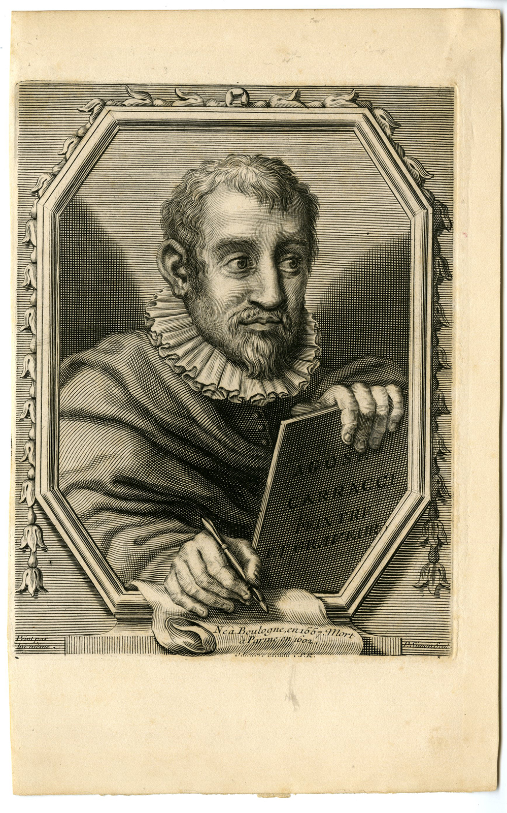 , Rare-Antique Master Print-AGOSTINO-CARRACCI-PORTRAIT-Simon-Carracci-c.1800, Pictura Antique Prints