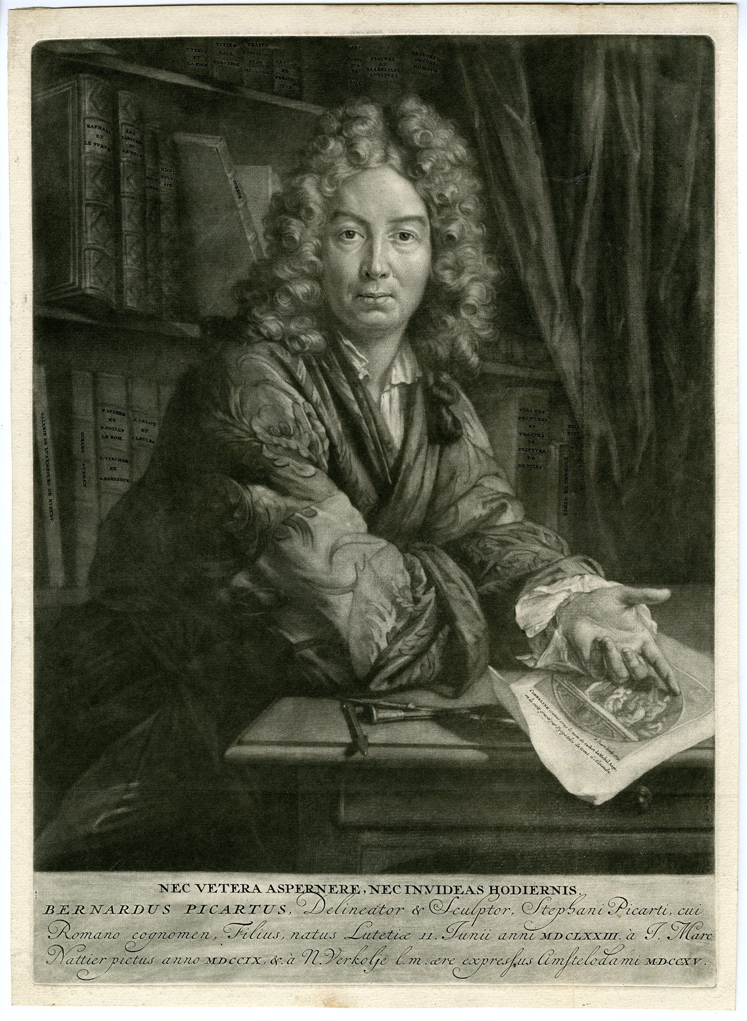 , Rare-Antique Master Print-BERNARD-PICART-PORTRAIT-Verkolje-Nattier-1715, Pictura Antique Prints