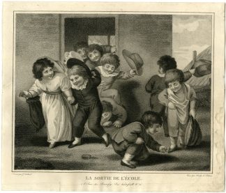 2-Antique Master Prints-ARRIVAL-DEPARTURE-SCHOOL-ECOLE-Toulouze-Stothard-c.1820
