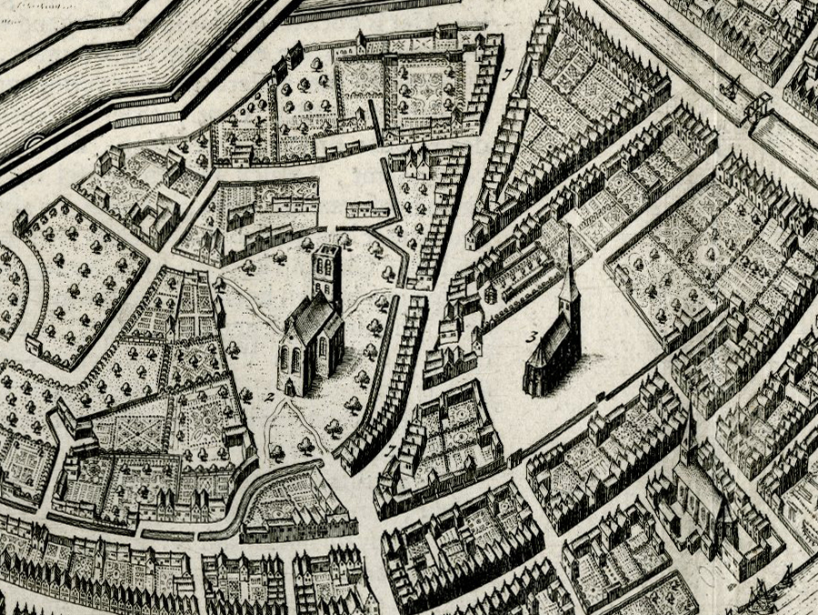 , Antique Map-VIEW-DEN BRIEL-BRIELA-FORTIFICATIONS-Bleau-1649, Pictura Antique Prints
