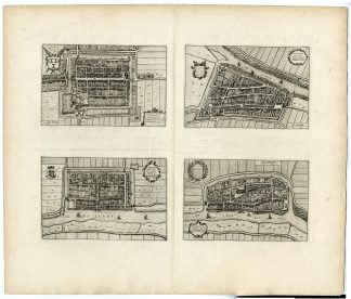 Antique Map-VIEW-VIANEN-ASPEREN-LEERDAM-HEUKELUM-FORTIFICATIONS-Bleau-1649