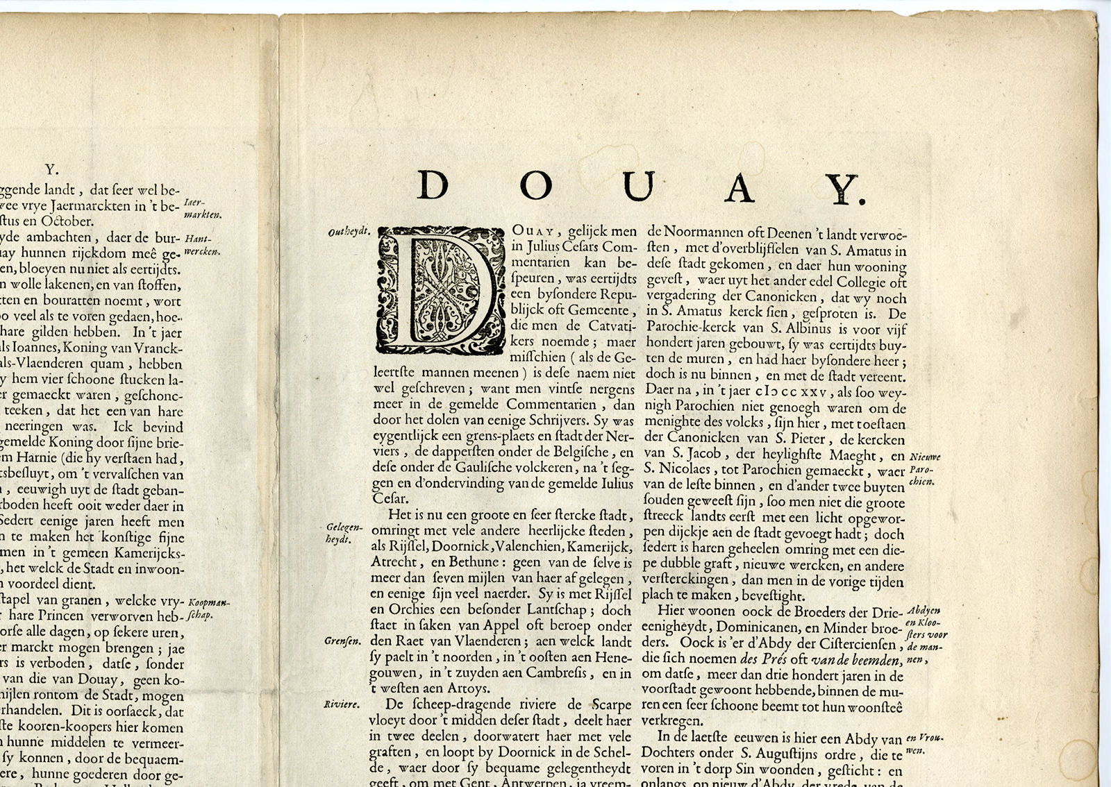 , Antique Map-VIEW-DOUAI-DOWAAI-DUACUM-DOUAY-FORTIFICATIONS-Bleau-1649, Pictura Antique Prints