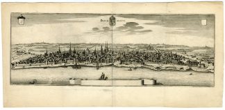 Antique Map-PANORA-VIEW-BORDEAUX-FORTIFICATIONS-Merian-c.1652