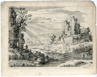 Antique Master Print-TOBIAS-ANGEL-ITALIAN LANDSCAPE-van Nieulandt-Bril-c.1610
