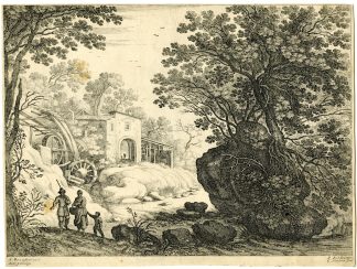 Antique Master Print-WATERMILL-LANDSCAPE-van Nieulandt-Bril-c.1610