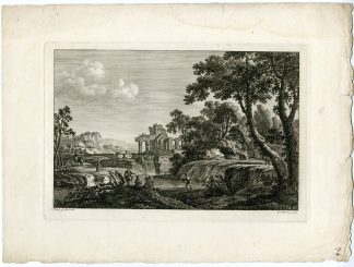 Antique Master Print-LANDSCAPE-ROMANTIC-RIVER-Horny-Perelle-1790