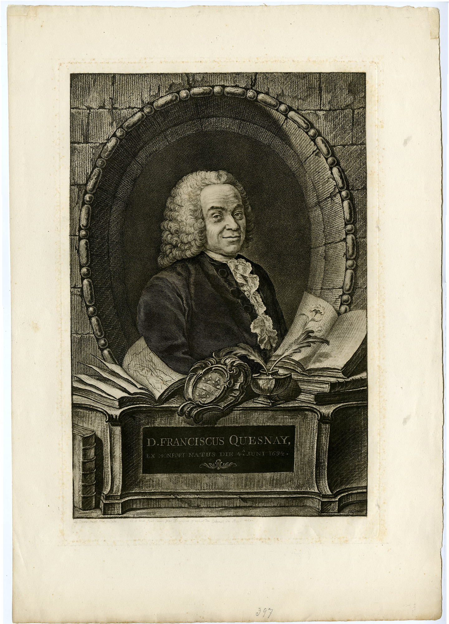 , Rare-Antique Master Print-QUESNAY-PHYSICIAN-ECONOMIST-PORTRAIT-Francois-c.1765, Pictura Antique Prints